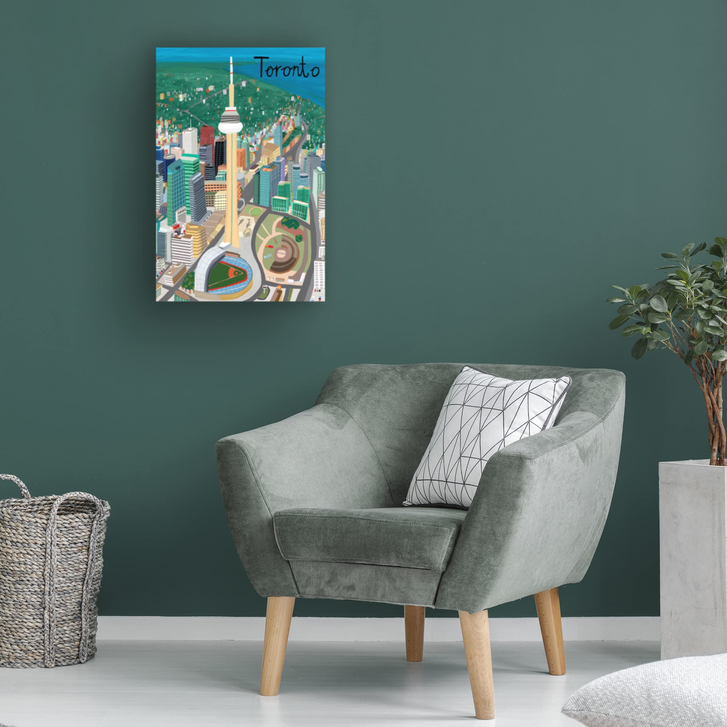 Trademark Fine Art 'View from Above Toronto' Canvas Wall Art Print by Carla Daly - Modern Cityscape Painting for Living Room & Office Decor