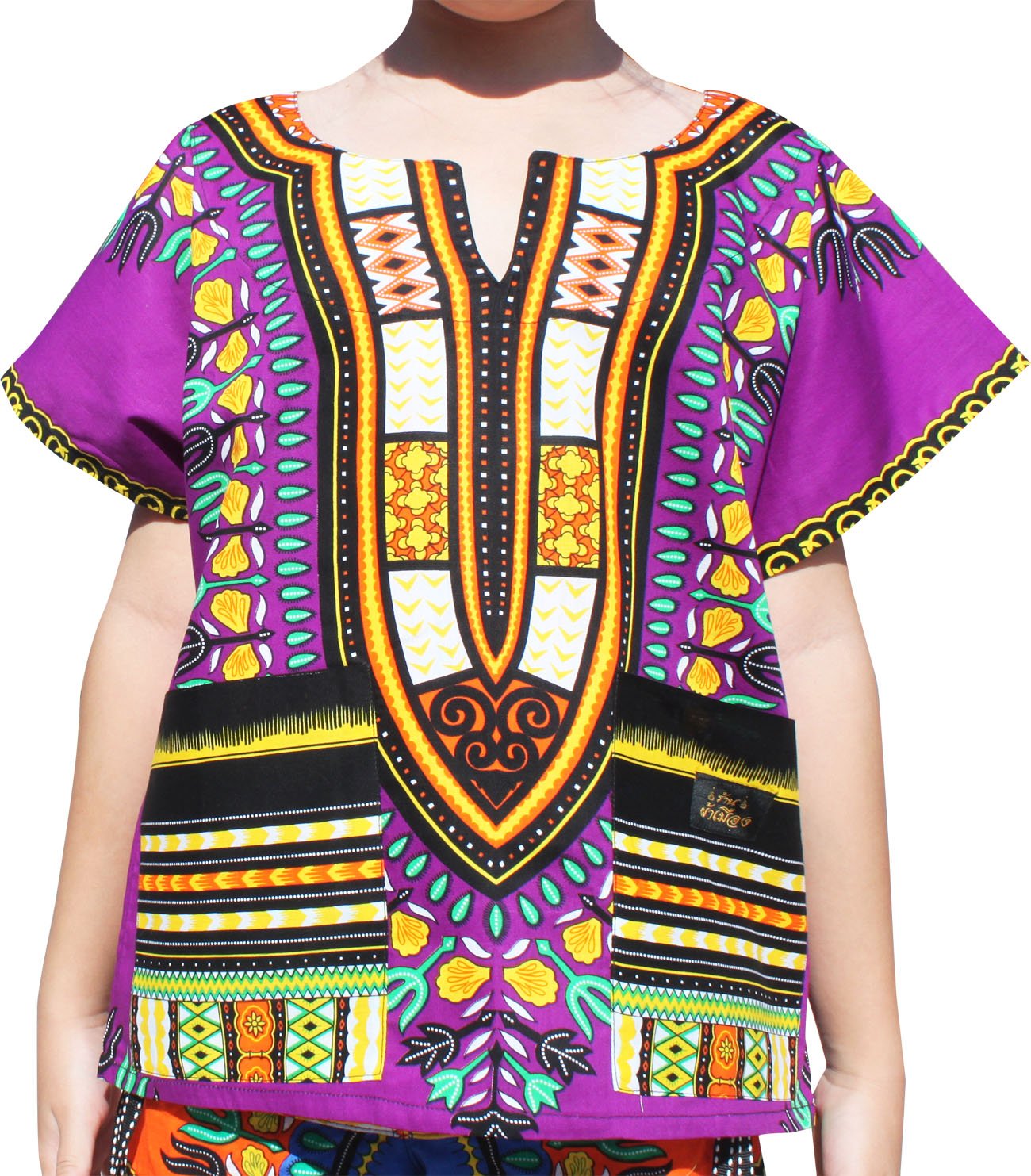 RaanPahMuang African Dashiki Shirt for Kids - Colorful Short Sleeve Cotton Top for Boys & Girls | Perfect for Cultural Events, Family Gatherings & Everyday Wear