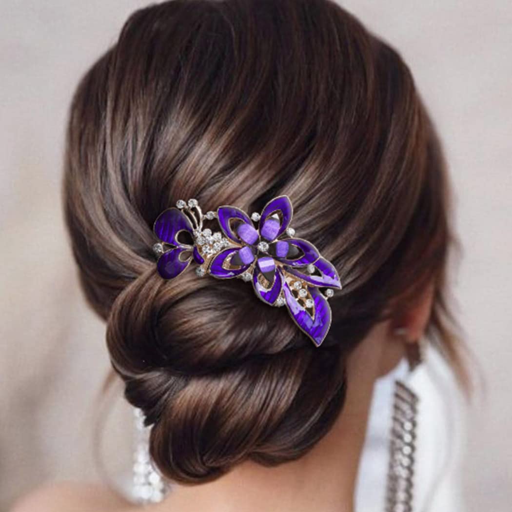 Sparkling Rhinestone Hair Comb - Bridal Wedding Hair Accessories for Women & Girls (Purple) - Perfect for Weddings & Parties