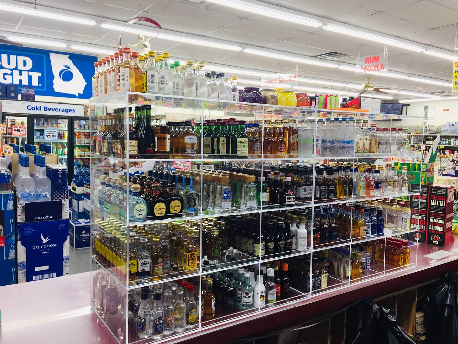 Commercial Retail Display Rack for 50ml Mini Liquor Sampler Bottles & Airplane Shots - 12-Section POS Organizer for Bars, Restaurants, and Retail Stores