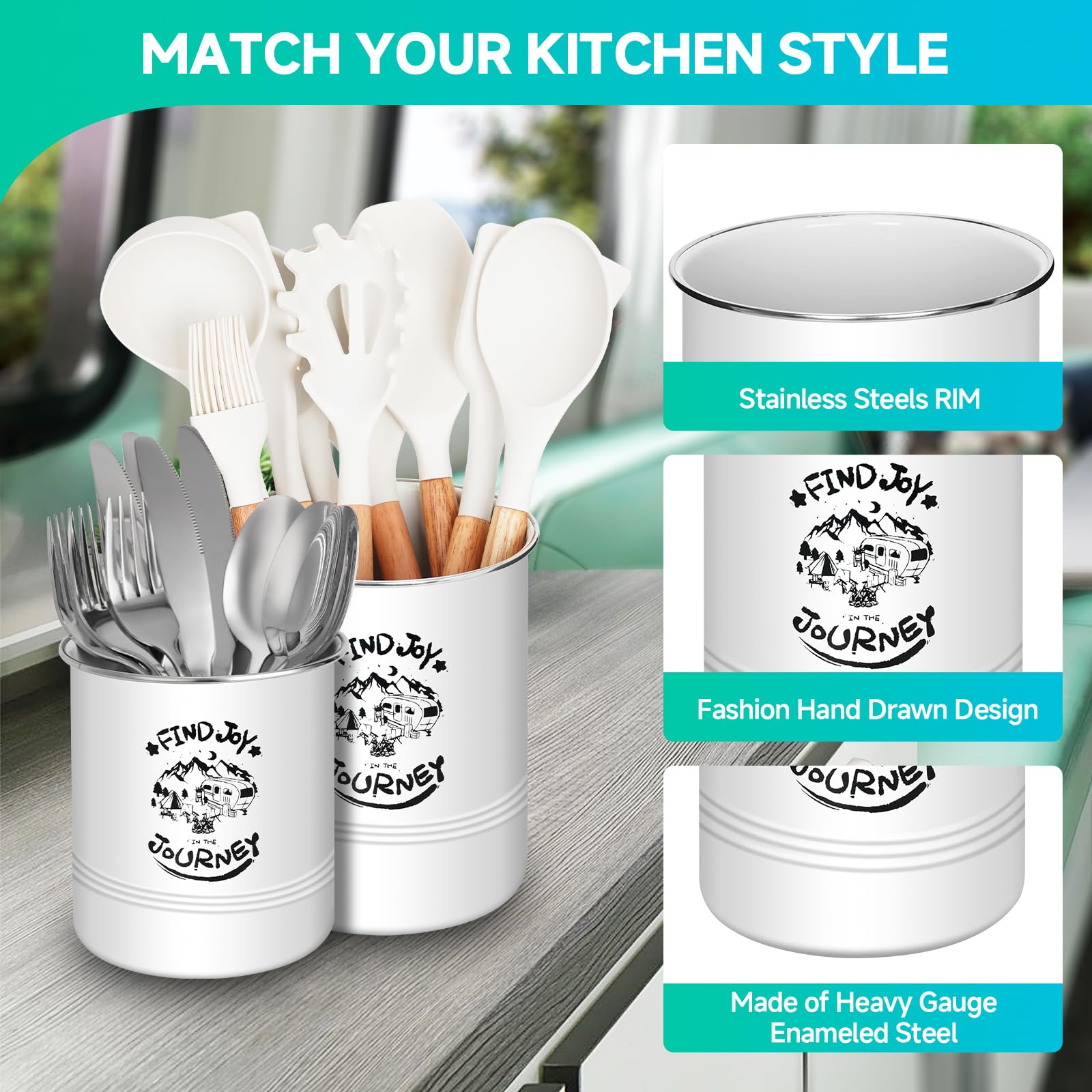 Magnetic RV Utensil Holder 2 Pack - Strong Magnetic Kitchen Organizer for Campers, RVs & Travel Trailers - Essential RV Storage Accessories for Spoons, Forks & Cooking Tools - Perfect for Road Trips & Outdoor Adventures