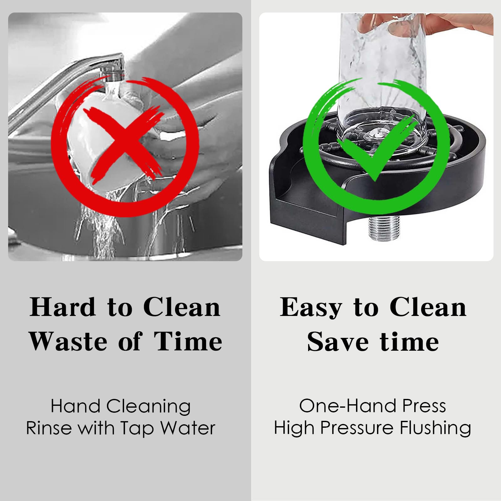 Premium Bar Glass Washer Faucet & Bottle Cleaning Attachment - Automatic Kitchen Sink Washing Device (Silver) | Ideal for Home Bars, Restaurants & Commercial Kitchens