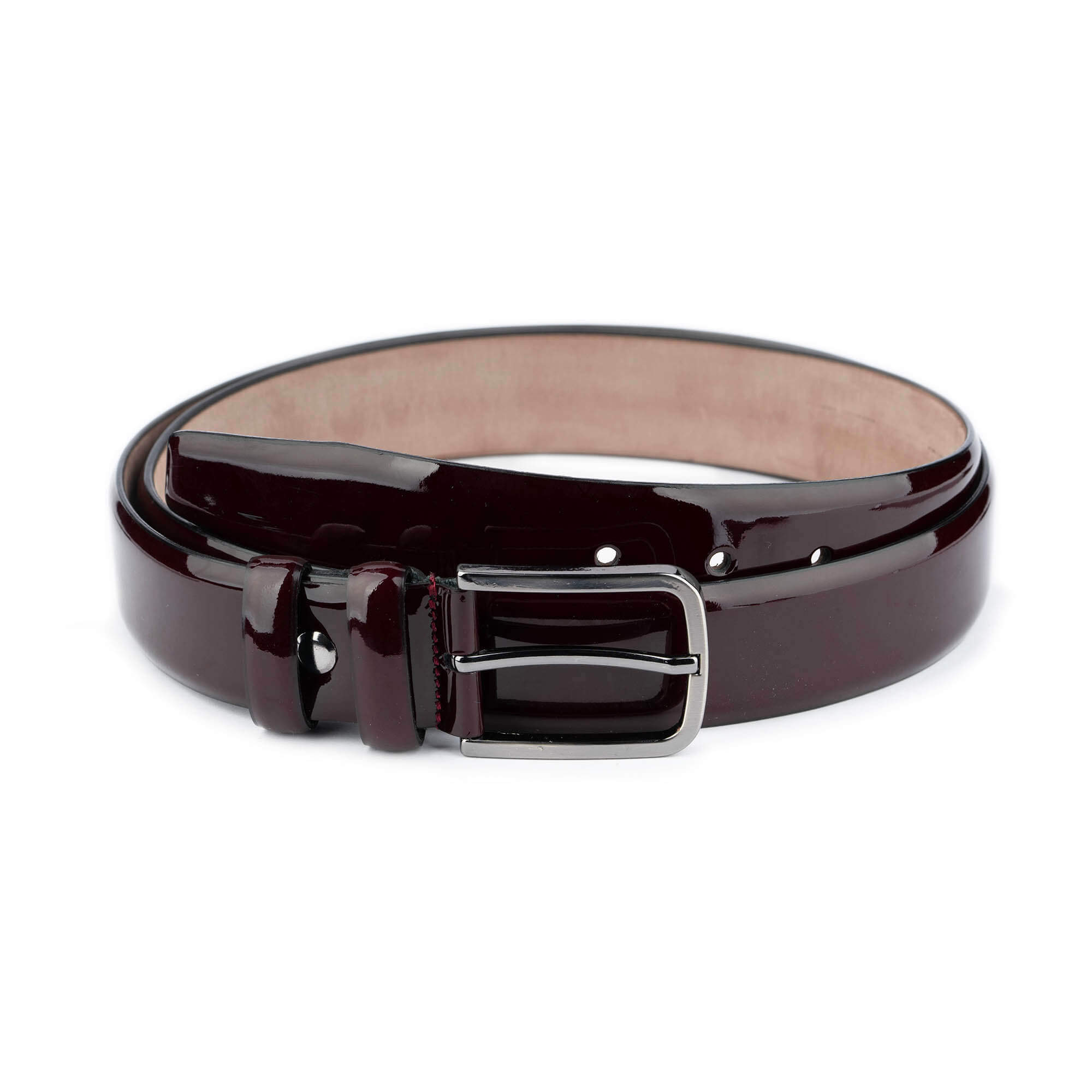 Premium Men's Burgundy Patent Leather Dress Belt - 3.5cm Wide | Formal & Business Attire | Perfect for Weddings, Office & Special Occasions
