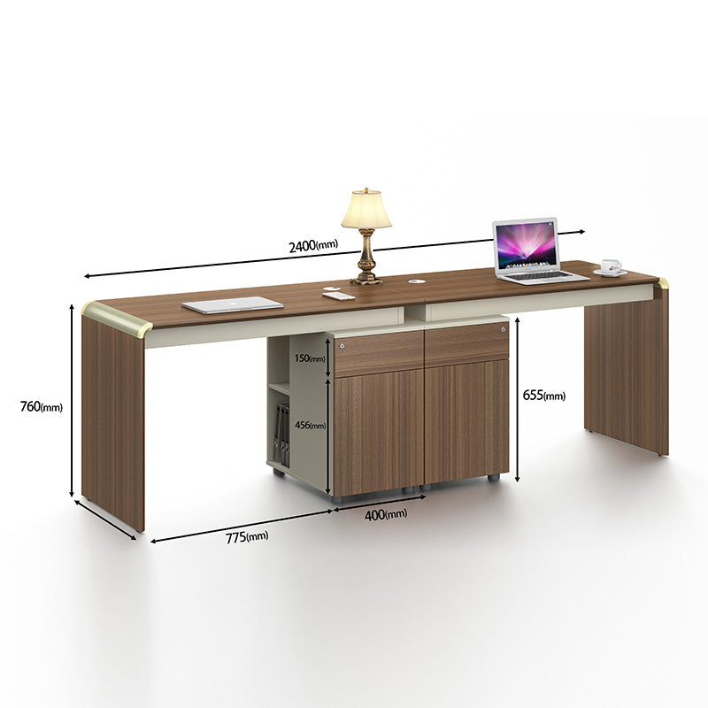 Anderson 2-Person Workstation Desk 2.4M (94.5 Inches) - Hazelnut & Beige Home Office Furniture for Small Spaces | Perfect for Remote Work, Study & Shared Workspaces