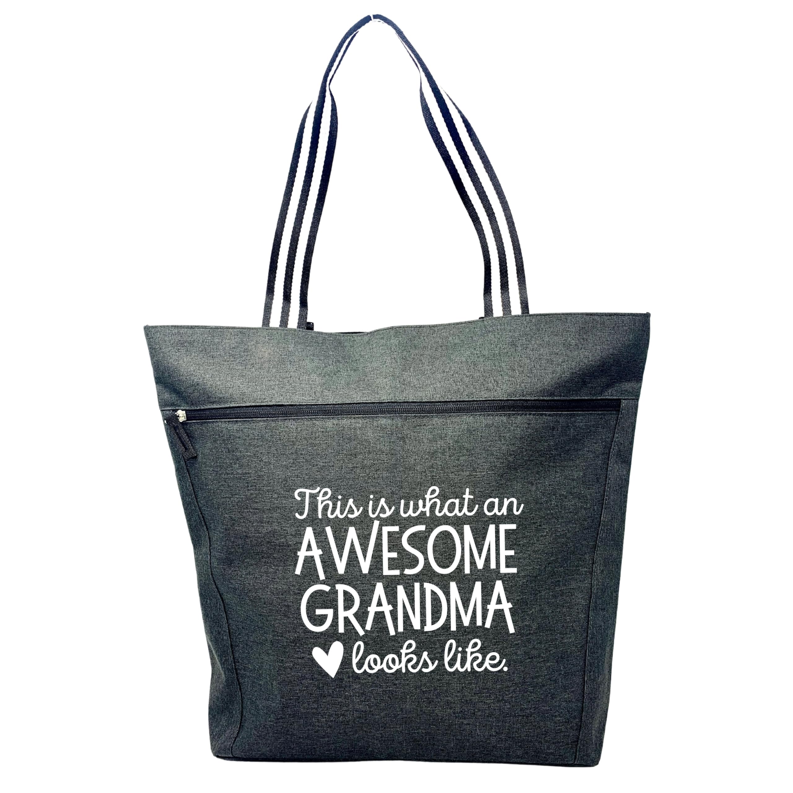 Sturdy Canvas Tote Bag for Grandma with Zipper & Pocket - Perfect for Shopping & Daily Use