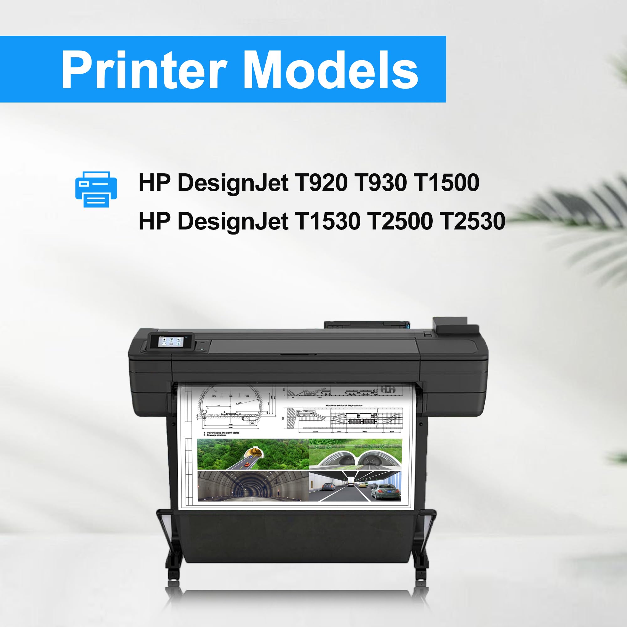 HP 727 XL Ink Cartridges 6-Pack (Photo Black, Matte Black, Gray, Cyan, Magenta, Yellow) - 300ml High-Yield Replacement for HP DesignJet T1530 T2500 T920 T930 T1500 T2530 Printers - Ideal for Large Format Printing, CAD Drawings & Photo Lab Quality Outputs
