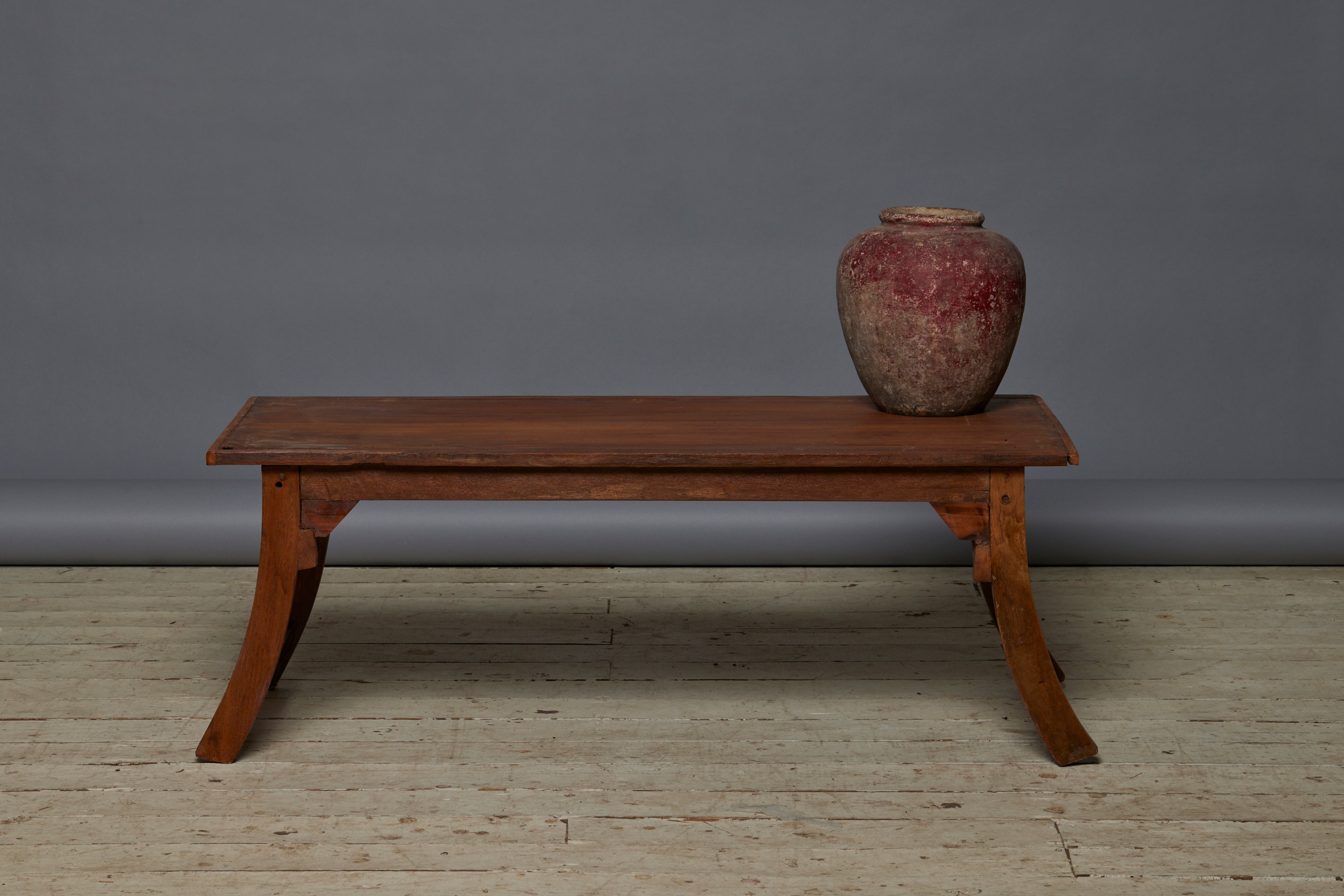 Solid Teak Wood Saber Leg Coffee Table - Handcrafted Mid-Century Modern Design with Natural Finish | Perfect for Living Room, Lounge & Office Decor
