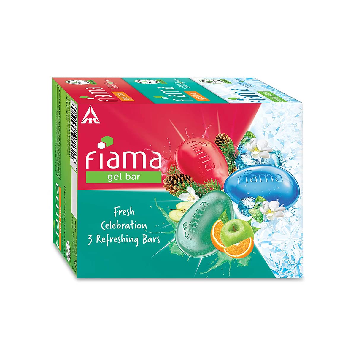 Fiama Gel Bathing Bar Fresh Celebration Pack - 3 Unique Moisturizing Soap Bars with Skin Conditioners for Soft & Hydrated Skin, 125g Each (Pack of 3) | Perfect for Shower, Spa Day & Gift Giving