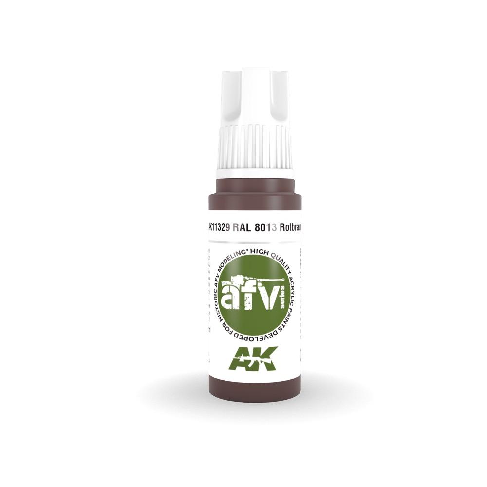 AK Interactive AK11329 AFV Series RAL 8013 Rotbraun (Red Brown) Acrylic Paint - 17ml Bottle - 3rd Generation Formula - Perfect for Military Model Kits, Tank Painting & Scale Modeling Projects