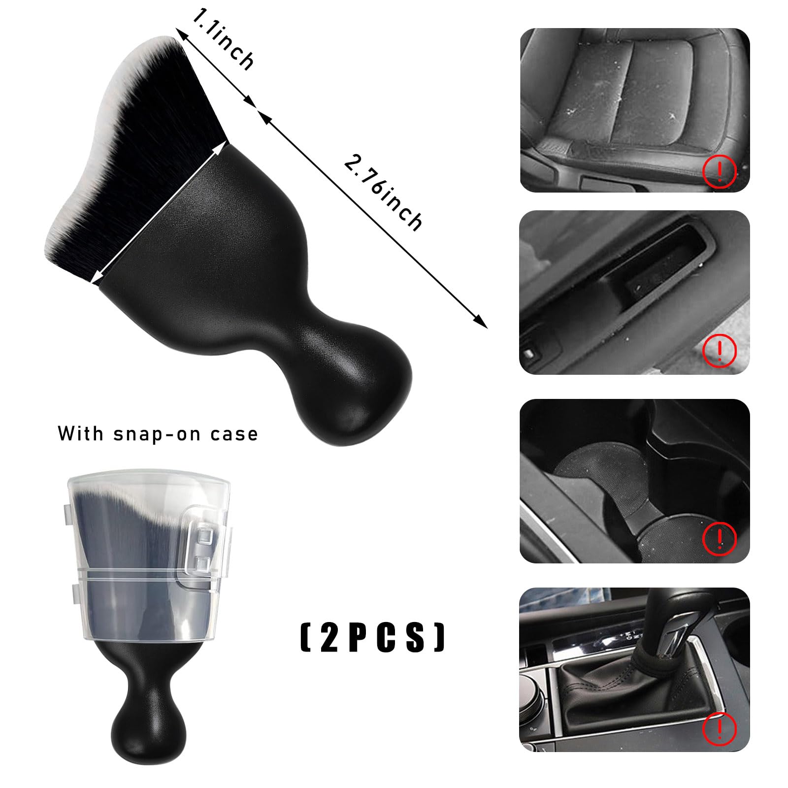 2PCS Soft Car Dust Brush - Scratch-Free Auto Detailing for Dashboard & Vents