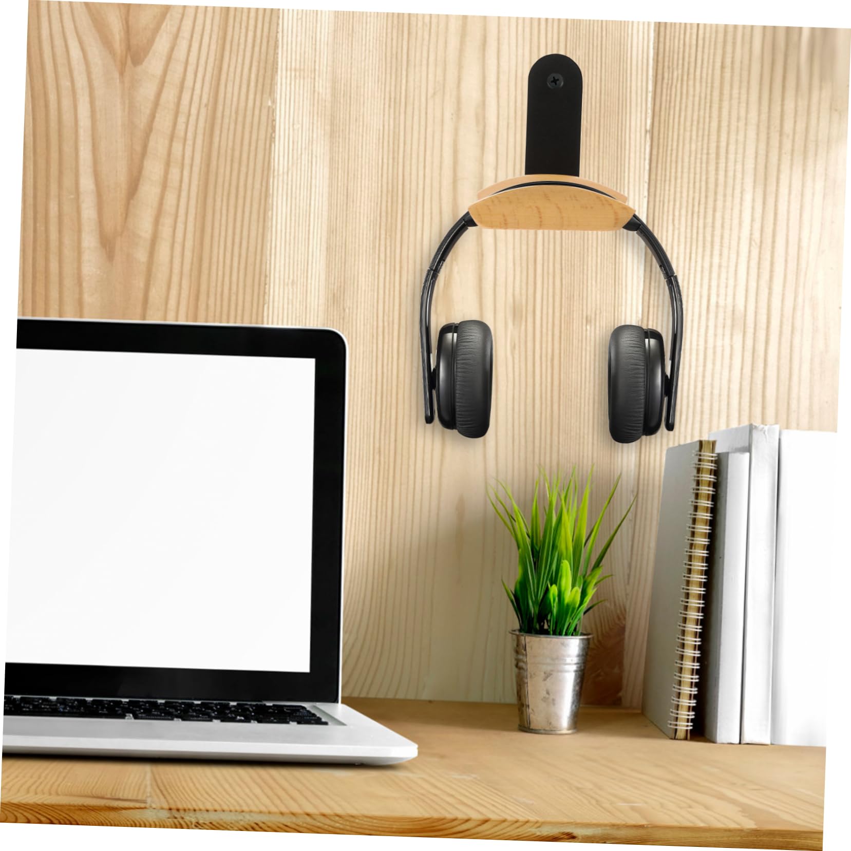 Veemoon Wooden Headphone Stand with Hanger - Premium Wood Headset Holder for Desk, Gaming Setup & Office Organization