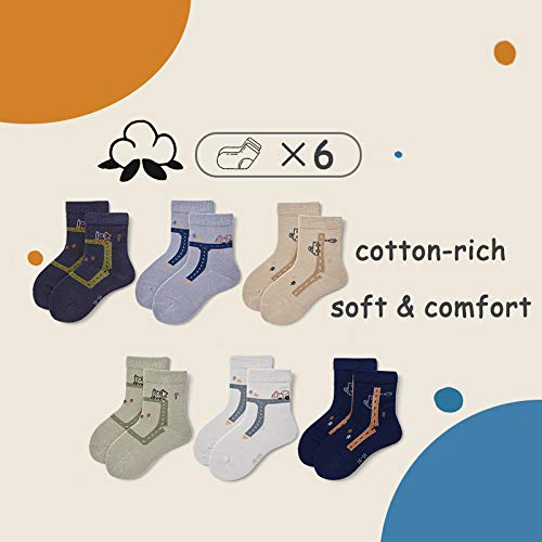 **HowJoJo Boys Cotton Crew Socks - Kids Seamless Toe Athletic Socks - Colorful Quarter Socks for Sports & Everyday Wear**