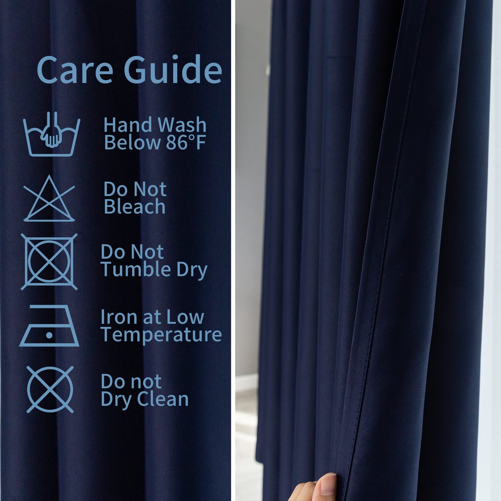 24 Inch Long Tier Curtains for Small Windows - Blackout Short Curtains with Rod Pocket | Half Window Treatment for Kitchen, Cabinet, Basement & RV | 2 Panels Navy Blue 30