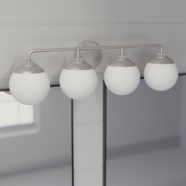Hunter Hepburn 4-Light Brushed Nickel Bathroom Vanity Light Fixture - Perfect for Modern Bathrooms, Powder Rooms & Dressing Areas