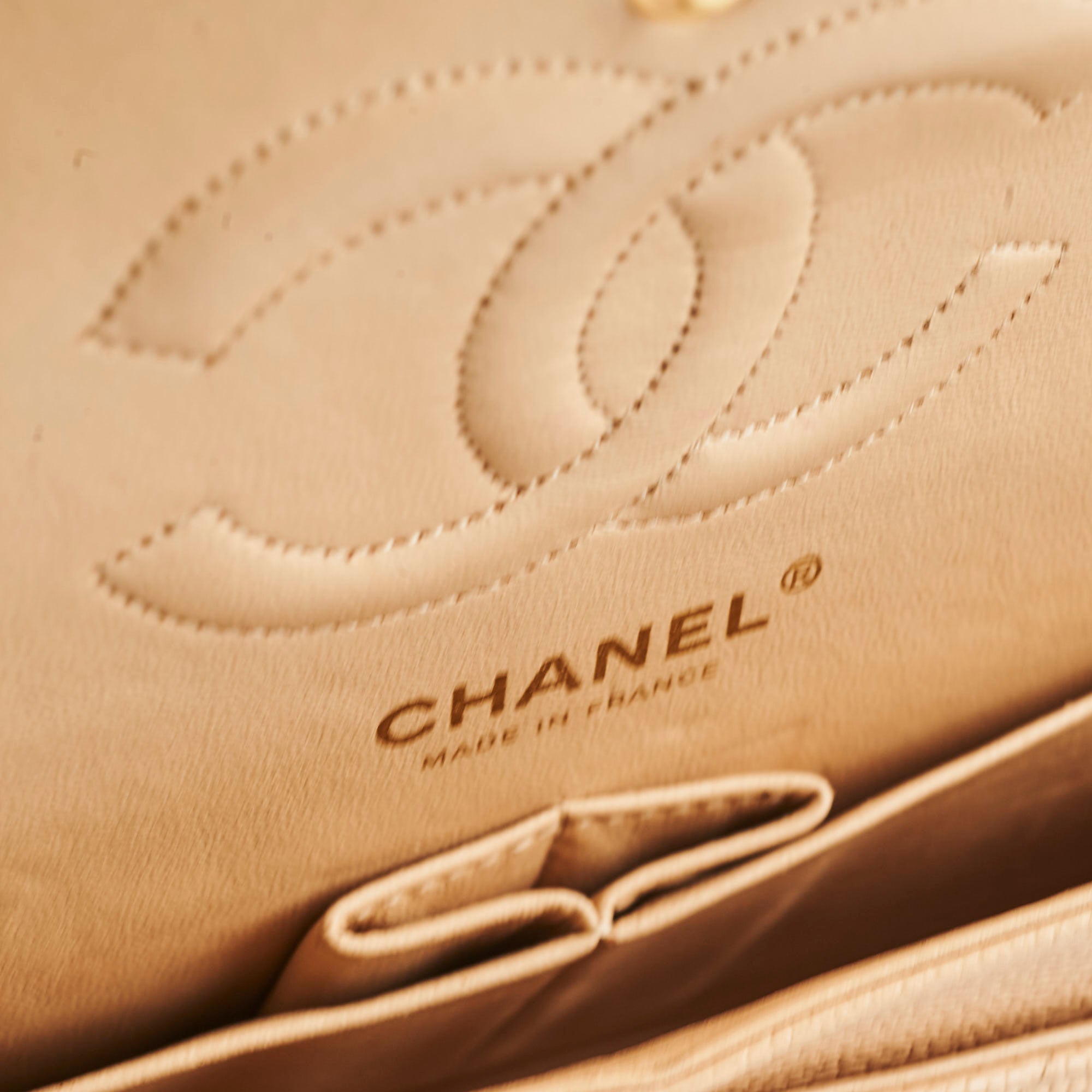Chanel Classic Flap Bag Caviar Leather M/L Beige Claire - Luxury Designer Handbag for Women, Perfect for Work, Evening & Special Occasions