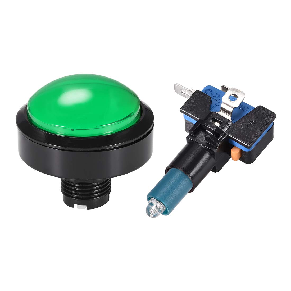 uxcell 62mm Round 12V LED Illuminated Arcade Push Button Switch with Micro Switch - Green (5 Pack) for Video Games, DIY Arcade Cabinet & Gaming Console Mods