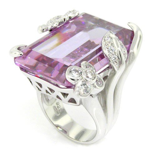 Lavender CZ & Pavé Sterling Silver Flower Butterfly Cocktail Ring for Women - Elegant Statement Jewelry for Parties, Weddings & Special Occasions