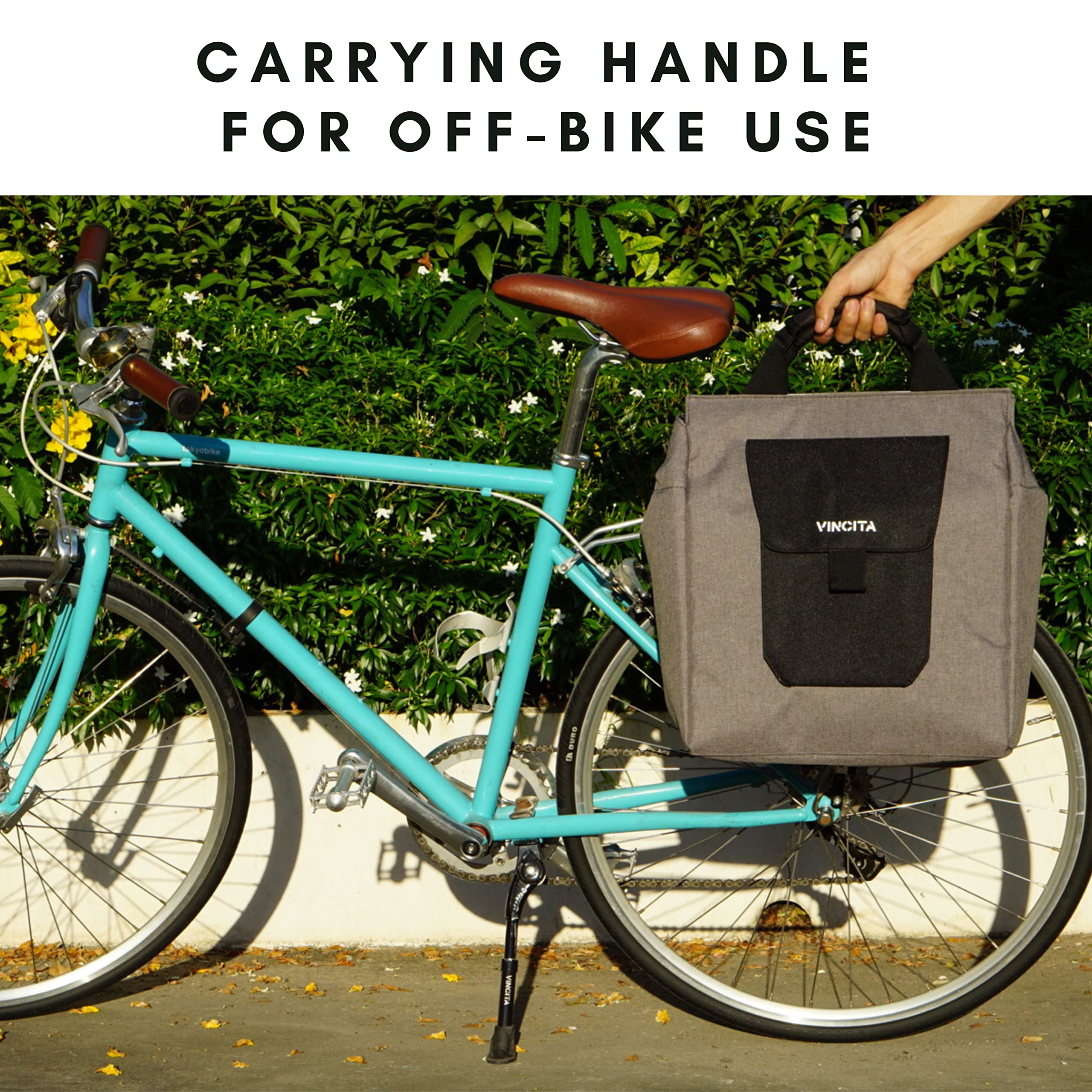 Vincita Jess Insulated Bike Pannier Bag - 24L Large Capacity Cooler Grocery Bag for Urban Commuters | Waterproof, Reflective Safety Spots & Easy-Access Zipper | Perfect for Cycling to Work, Grocery Shopping & Outdoor Picnics