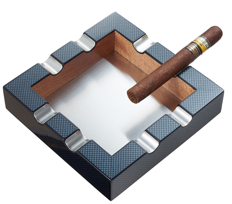 Premium Visol Braeden Carbon Fiber Pattern Cigar Ashtray - Durable & Stylish for Indoor/Outdoor Smoking, Perfect for Cigar Lounges, Patios & Man Caves