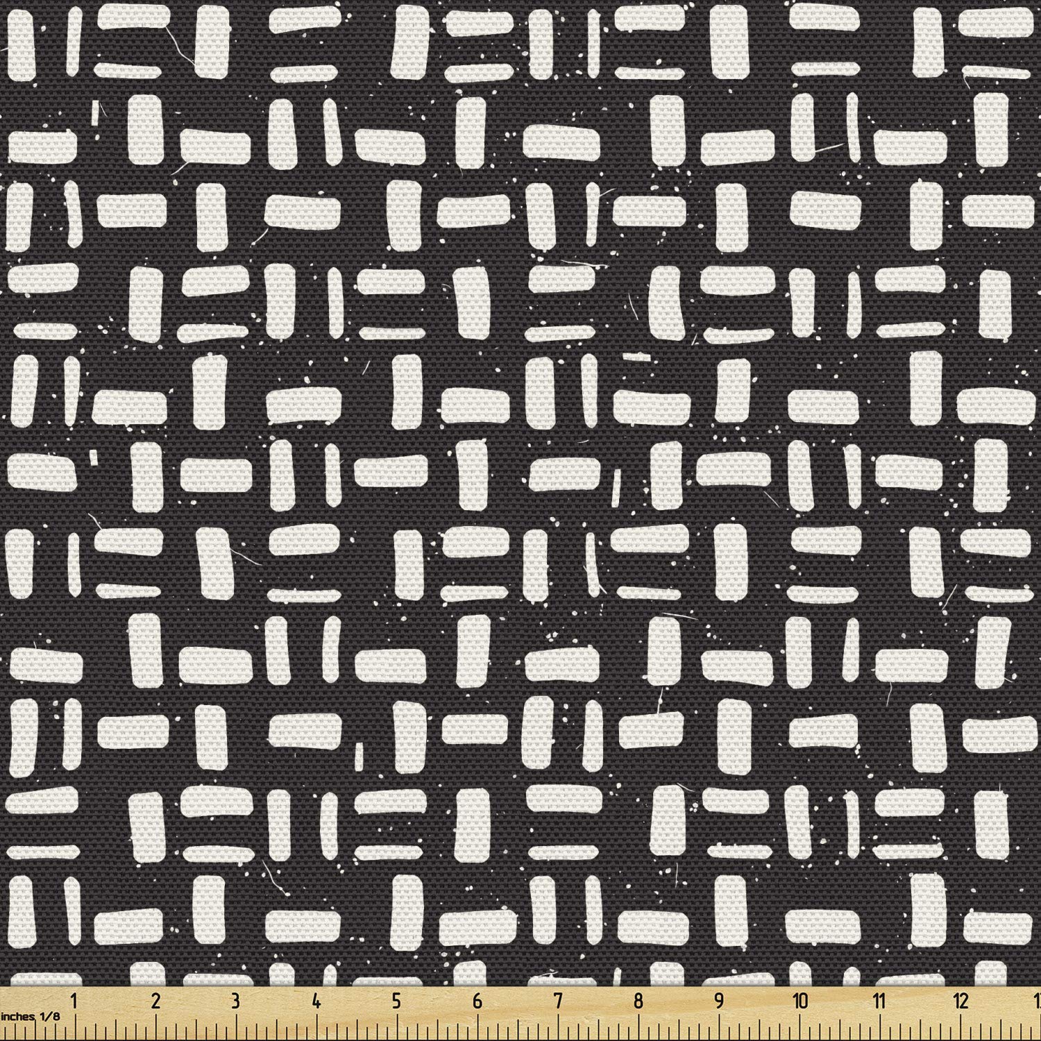 Ambesonne Black and Ivory Fabric by The Yard - Hand Drawn Striped Upholstery Fabric with Grunge Effect, Decorative Home Accent Material for Sofa, Curtains, Pillows (2 Yards, Ivory/Black) - Perfect for Bohemian & Vintage Style Home Decor