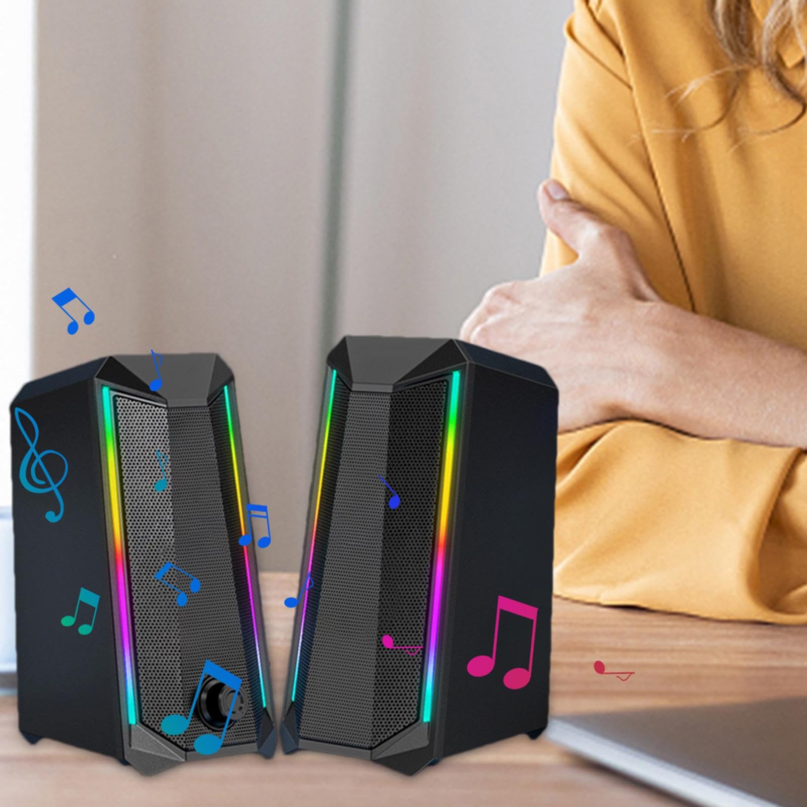 RGB Computer Speakers with Adjustable Volume Control | Enhanced Sound Quality for Gaming, Music, and Movies | Perfect for Desktop and Monitor Setup