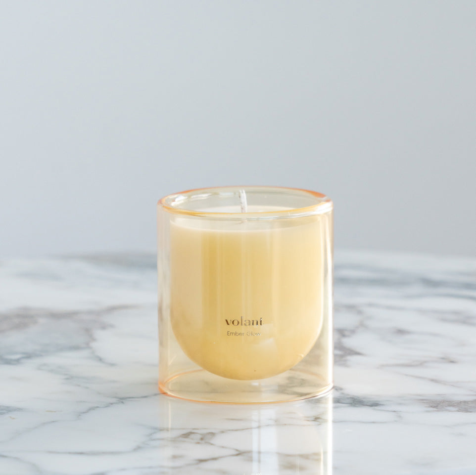 Ember Glow Scented Candle - Warm Vanilla & Amber Aroma - Long Lasting Soy Wax Candle for Relaxation, Romantic Dinners & Cozy Home Decor