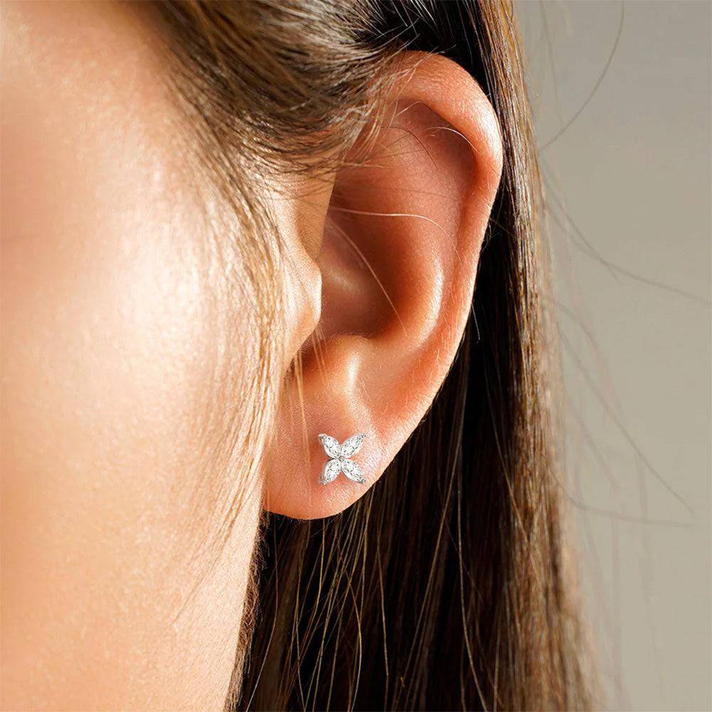 1.5ct Bloom Moissanite Stud Earrings for Women - Durable & Hypoallergenic 14K Gold Plated Earrings for Daily Wear, Gift Giving & Special Occasions