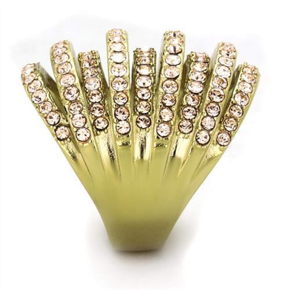 WildKlass Gold IP Stainless Steel Ring with Crystal for Women - Elegant & Durable for Daily Wear