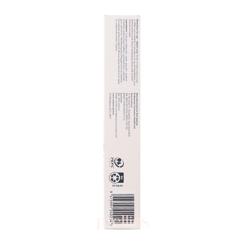 Red Seal Natural Toothpaste for Smokers - 100g Fresh Mint Fluoride-Free Toothpaste for Teeth Whitening & Stain Removal - Perfect for Daily Oral Care & Smokers' Dental Hygiene