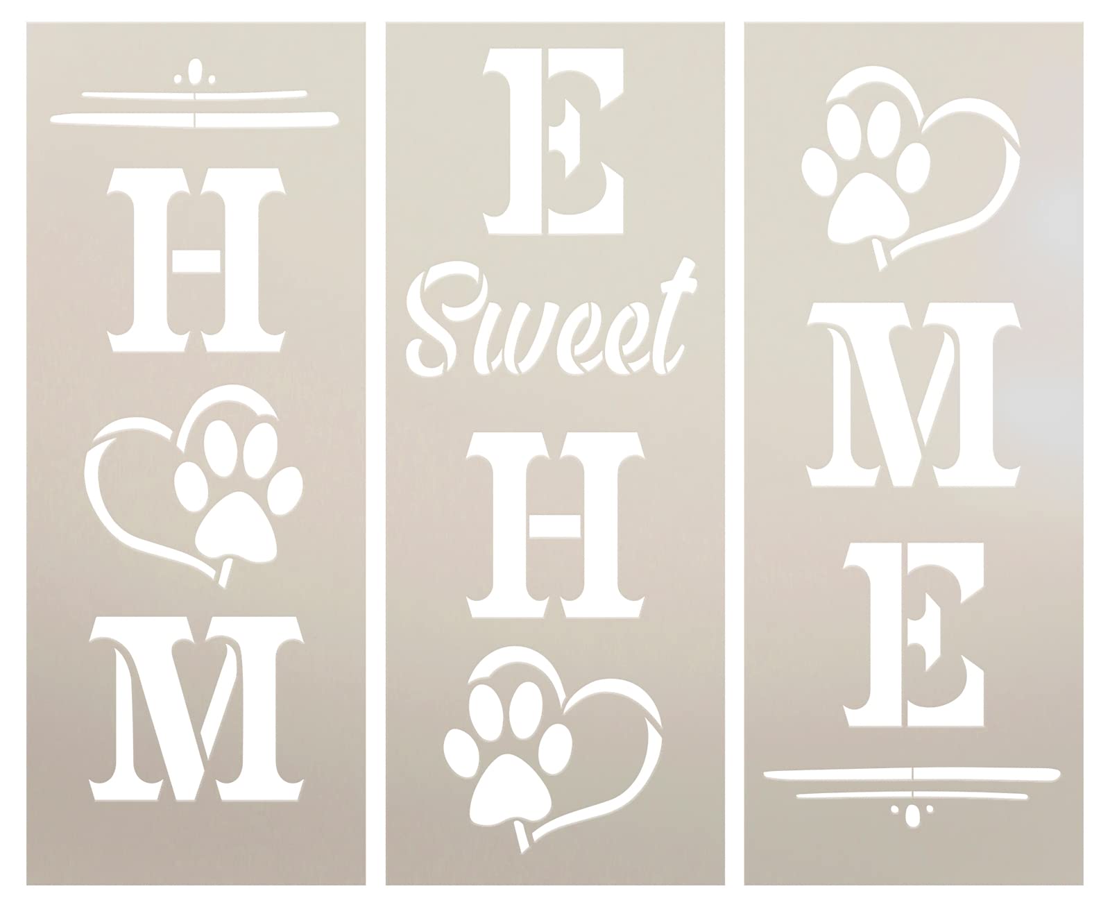 StudioR12 DIY Pet Paw Print Porch Sign Stencil - 6ft Tall Vertical Wood Leaner for Outdoor Home Decor | Perfect for Crafting, Painting & Customizing Your Front Door Welcome Sign | Ideal for Dog & Cat Lovers