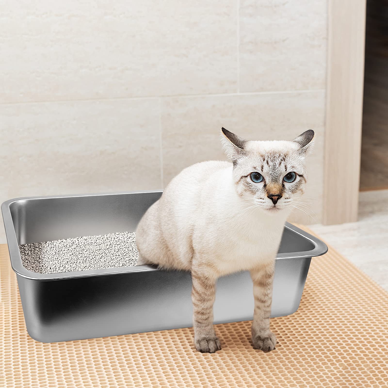 Stainless Steel Cat Litter Box for Small Pets - 4
