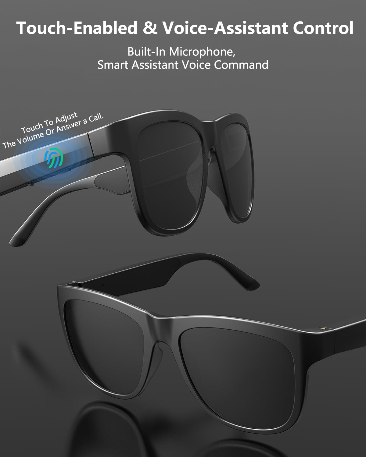 Wireless Bluetooth Sunglasses with Open Ear Design - Smart Glasses with Bluetooth 5.0, IPX5 Waterproof, HD Audio for iPhone & Android - Perfect for Running, Cycling & Outdoor Activities