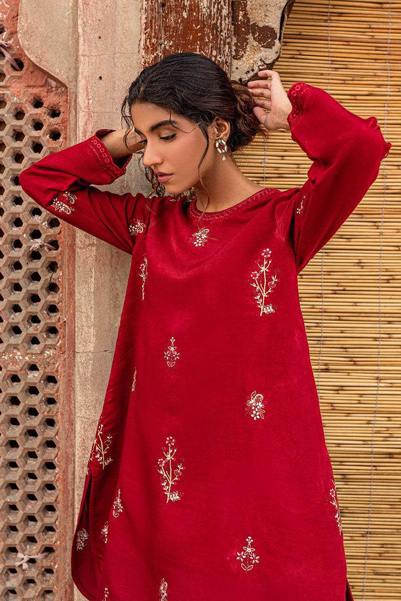 CARMINE GLOW Embroidered Women's Blouse - Elegant Floral Stitch Design for Casual & Party Wear | Perfect for Office, Date Night & Special Occasions