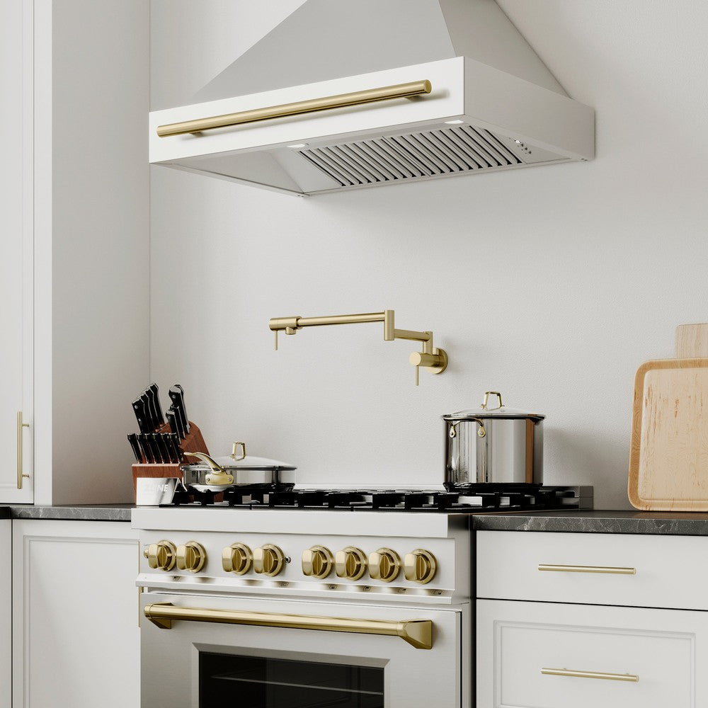 ZLINE Gemini Pot Filler in Champagne Bronze - Wall Mounted Commercial Style Kitchen Faucet with 22