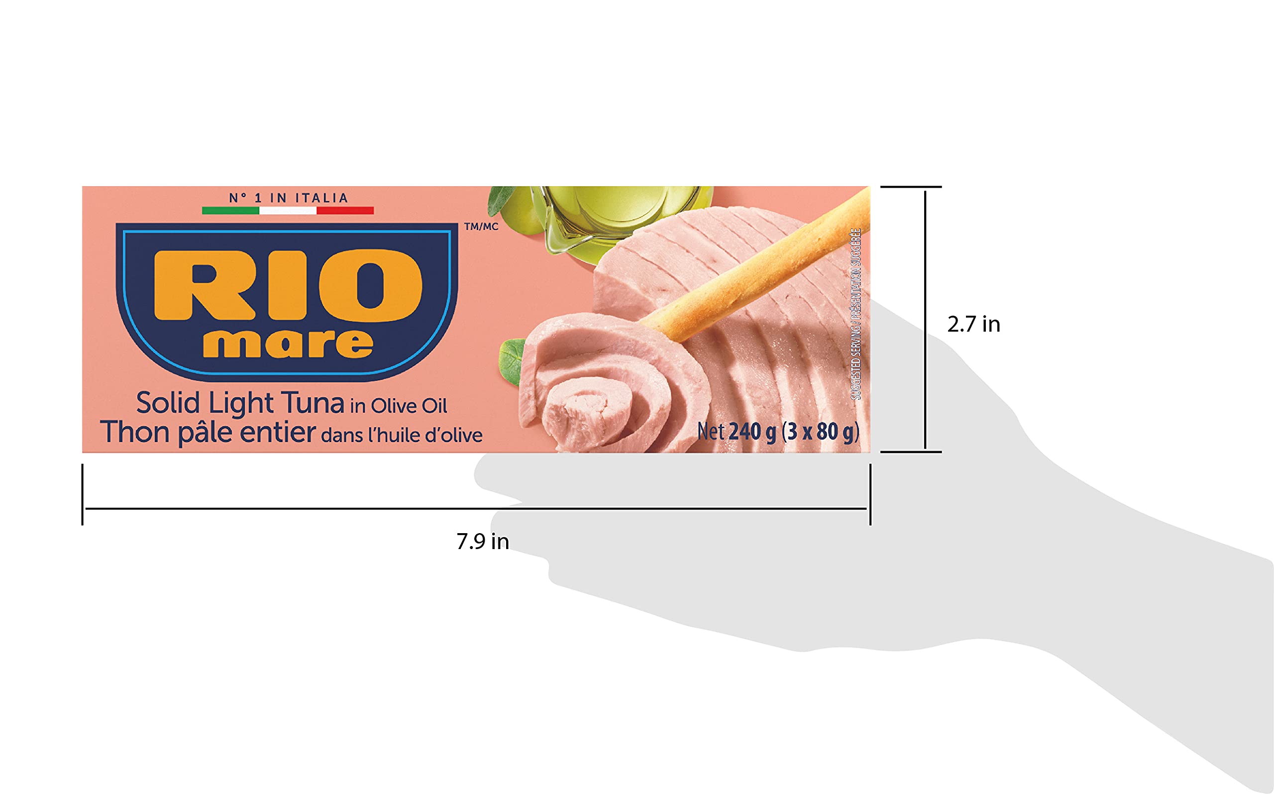 Rio Mare Solid Light Tuna in Olive Oil - High Protein Canned Tuna, Ready to Eat - 80g (Pack of 3) - Perfect for Salads, Sandwiches & Quick Healthy Meals