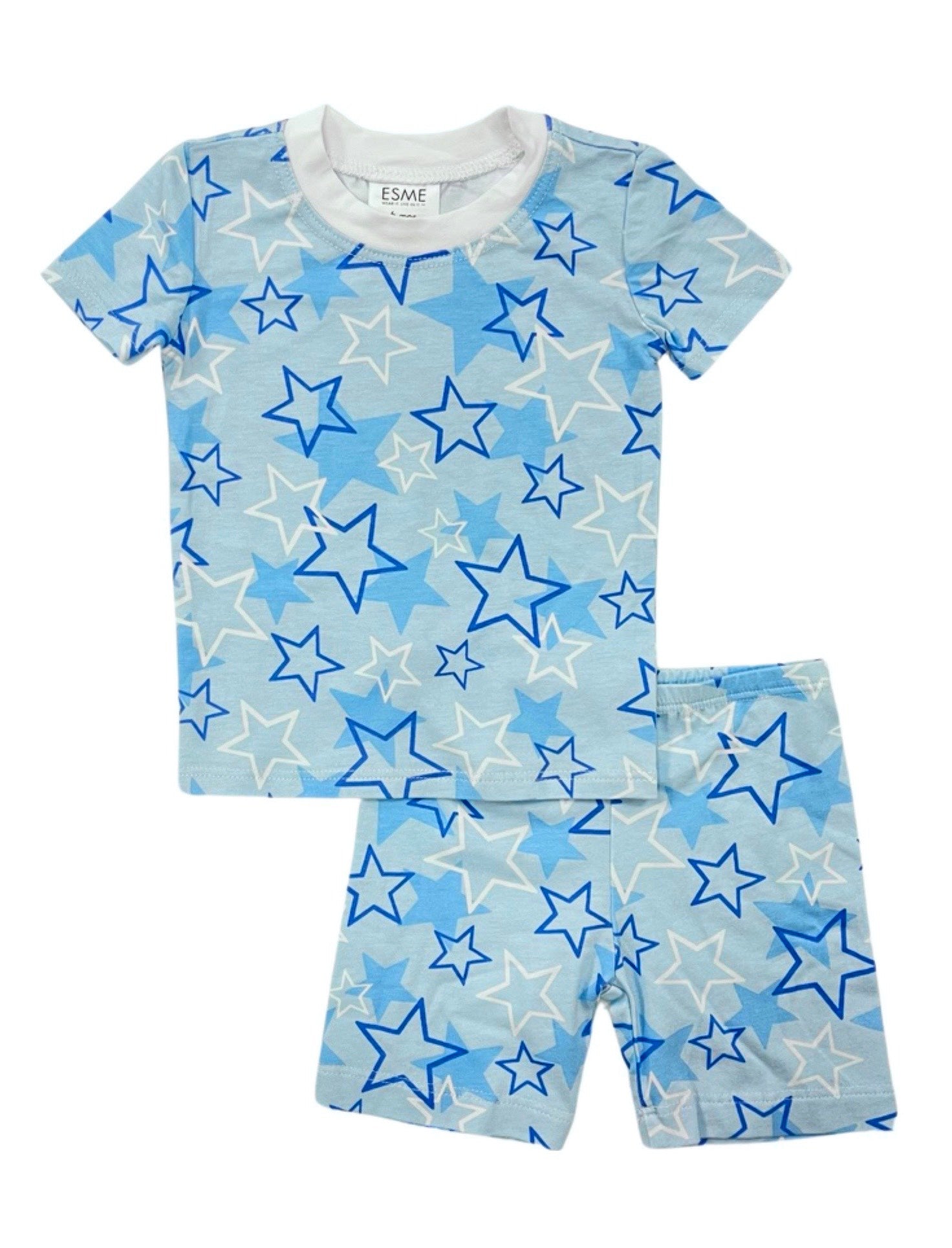 Starry Blue Short Sleeve Top & Shorts Set - Women's Summer Casual Outfit for Beach, Vacation, and Daily Wear