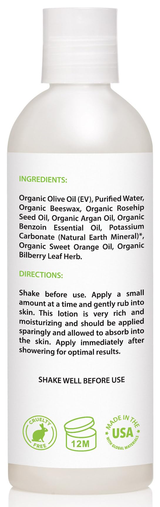 USDA Certified Organic Body Lotion - Unscented Nourishing Hand & Body Moisturizer - 8 fl oz - Perfect for Dry Skin Care & Daily Hydration