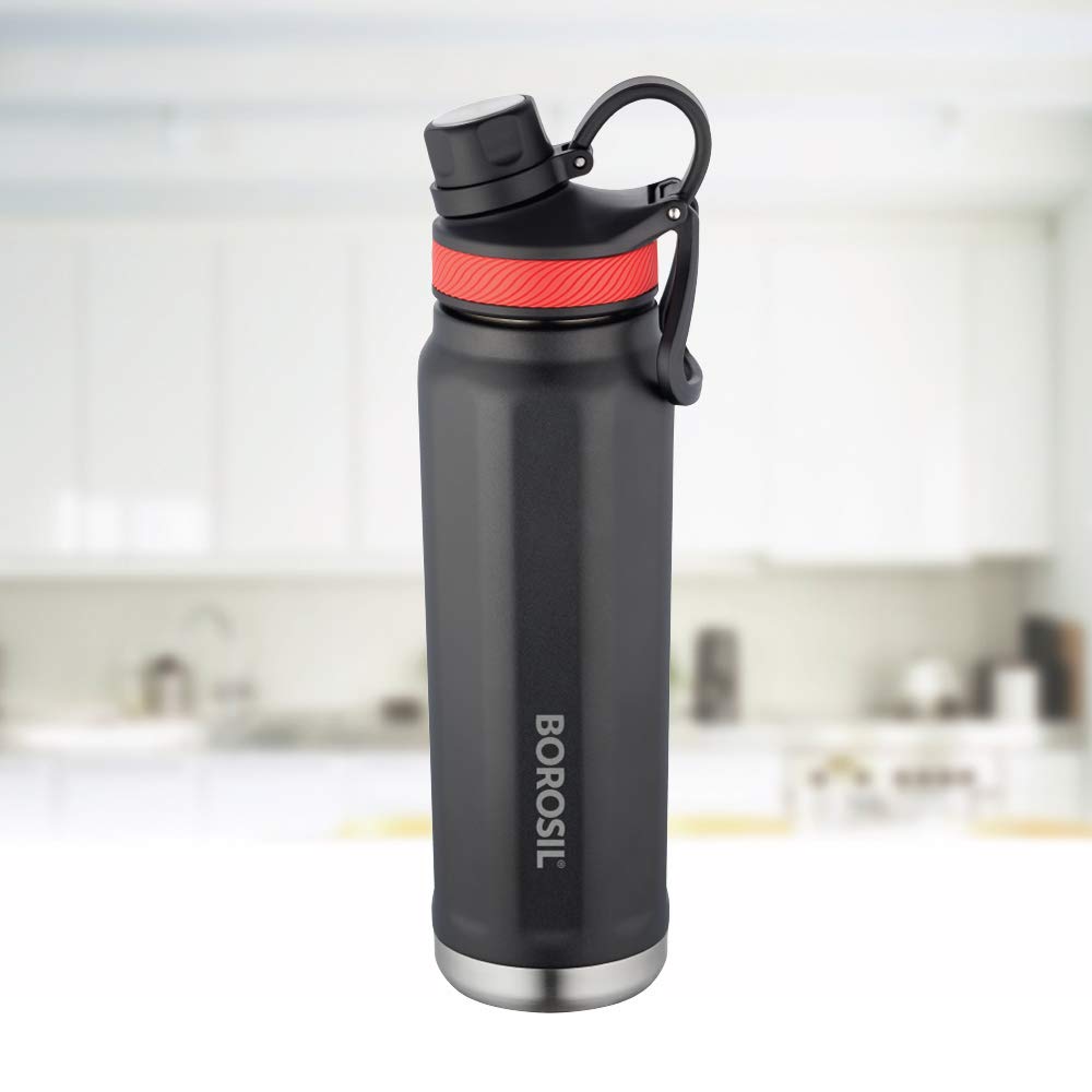 Borosil Stainless Steel Vacuum Insulated Water Bottle 710ml - Hydra SportSip for Gym & Outdoor