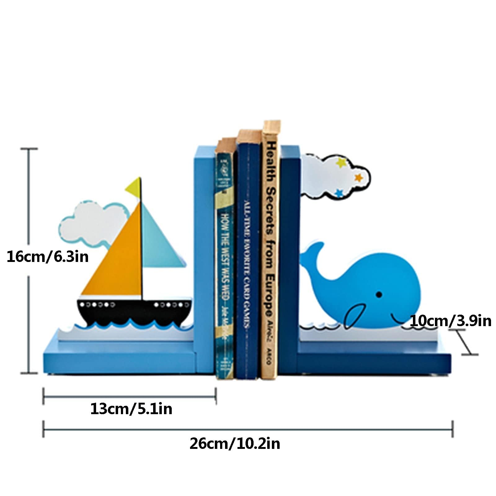 FLADO Decorative Book Ends - Heavy Duty Book Stopper & Book Stand for Bookshelf, Desktop Storage - Creative Book Holders for Kids & Adults - Perfect for Home, Office, School & Library Organization