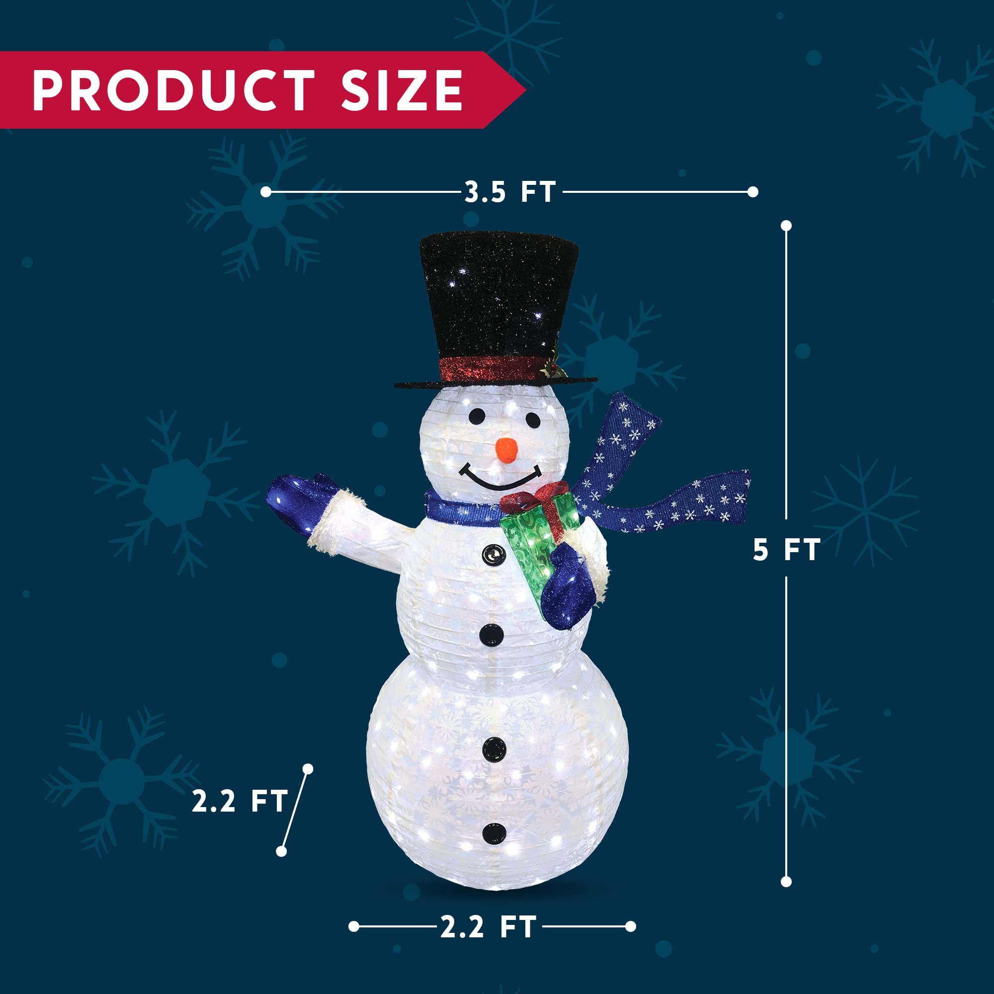 Joiedomi 150 LED Lighted Snowman Christmas Outdoor Decoration - Collapsible Holiday Yard Decor with Blue Scarf for Garden, Lawn & Backyard | Perfect for Xmas Party, Front Porch & Festive Seasonal Displays