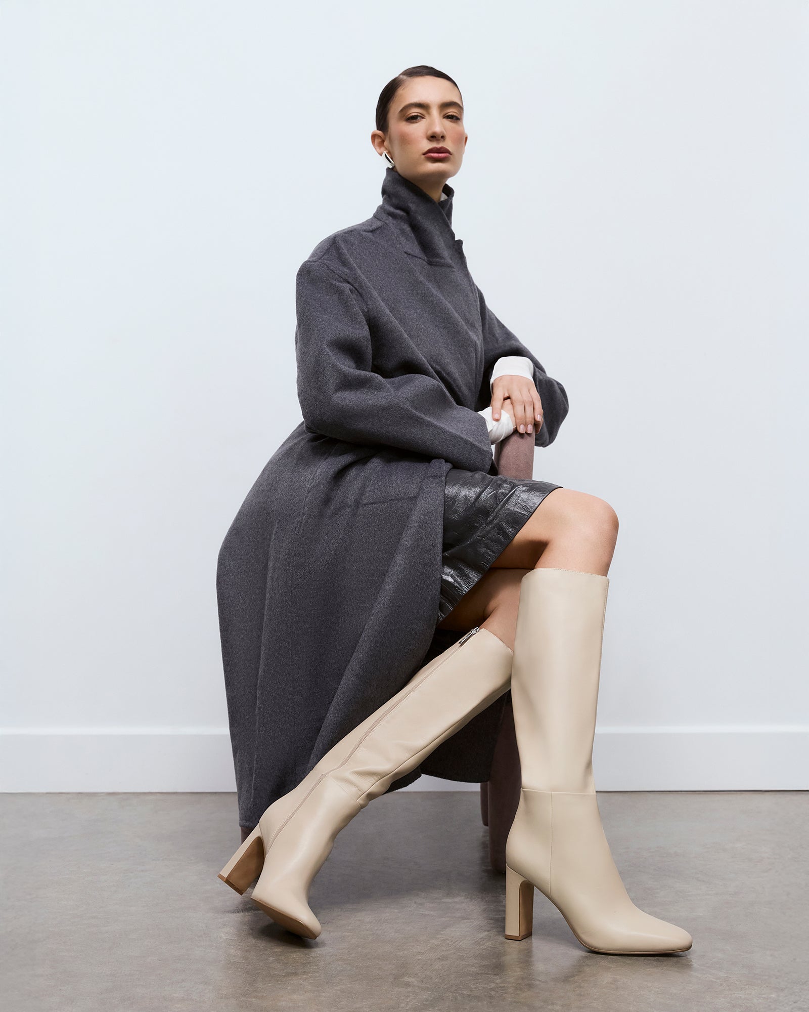 STORMI Women's Knee High Boots in Sand Leather - Stylish & Comfortable for Fall, Winter & Outdoor Adventures