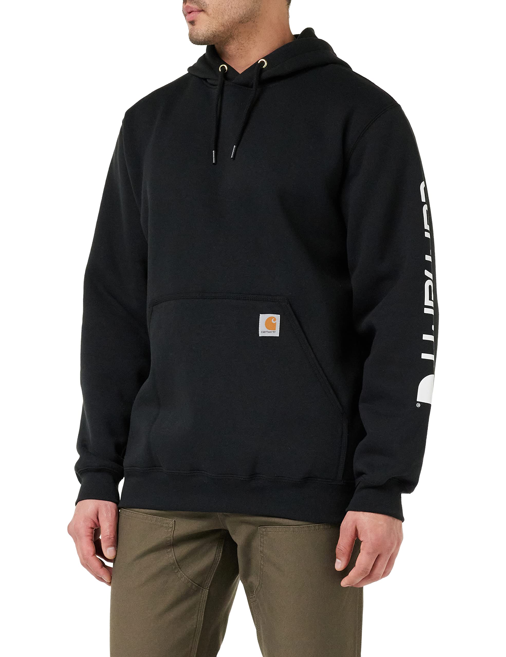 Carhartt Men's Midweight Hooded Sweatshirt with Sleeve Logo - Comfortable Fleece Pullover for Work, Outdoor Activities & Casual Wear