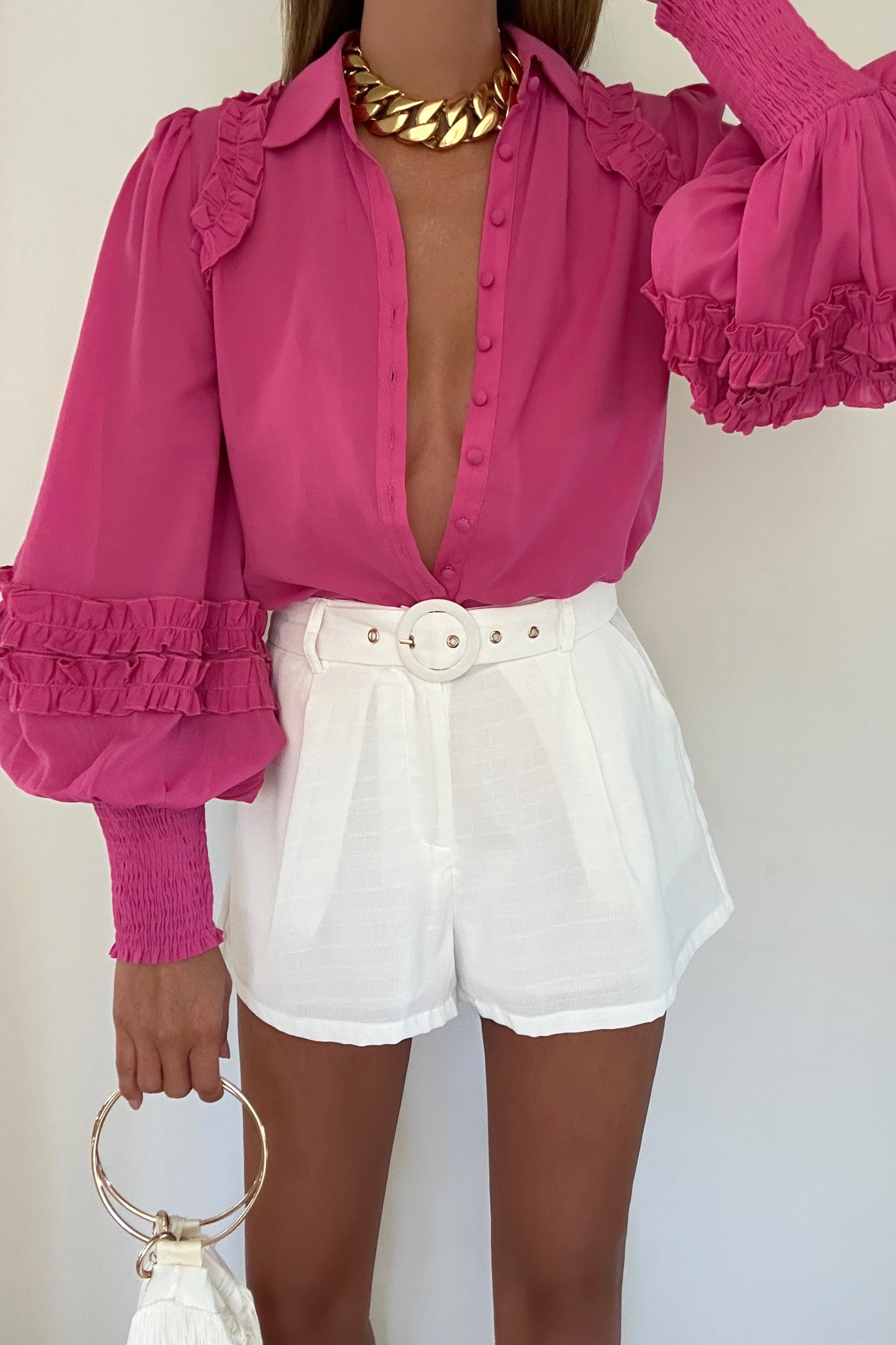 Bettina Shirt Fuchsia - Stylish Women's Blouse for Work & Casual Wear | Trendy Office & Everyday Outfit