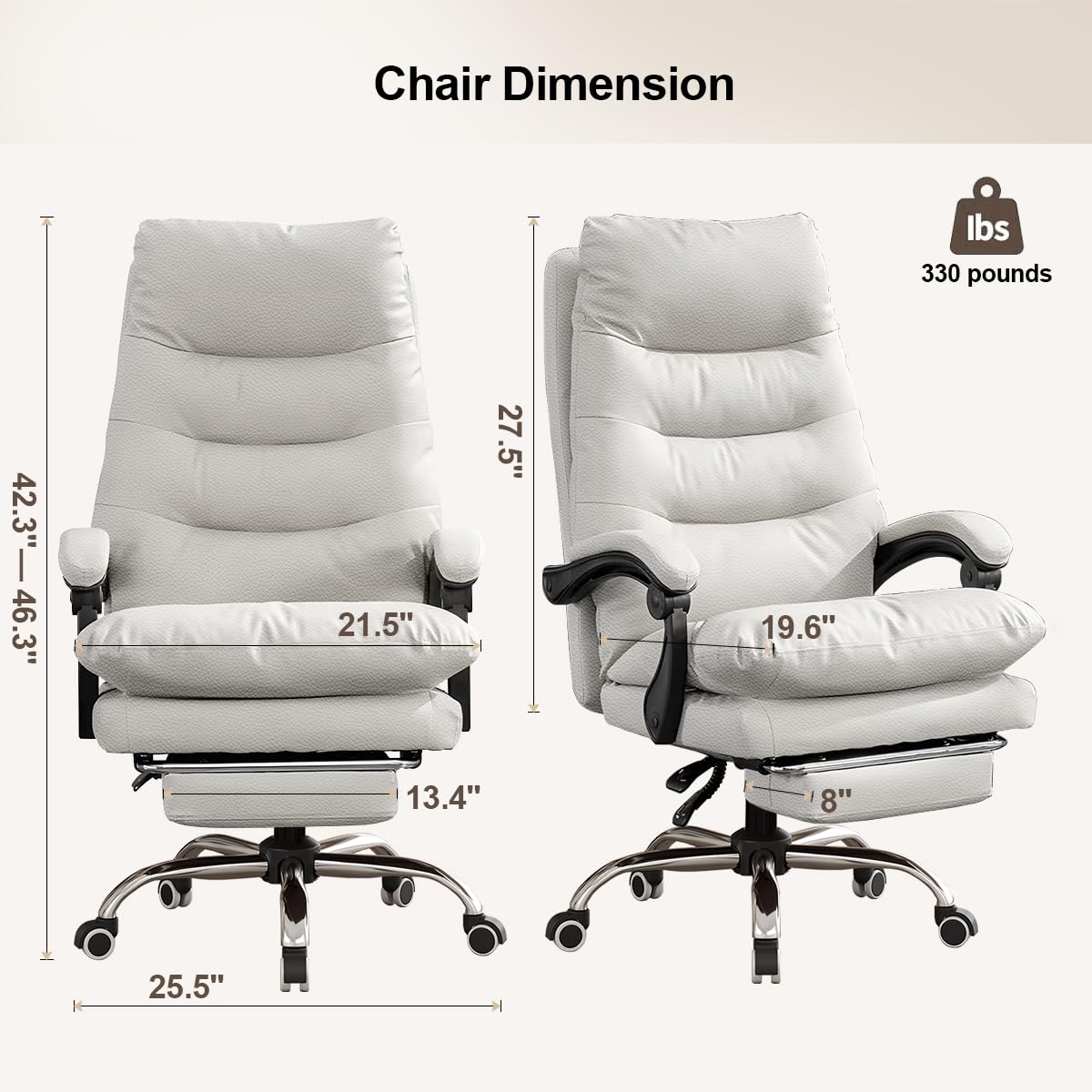 Ergonomic High Back Executive Office Chair - Adjustable Leather Computer Gaming Chair with Footrest for Big and Tall Users - Perfect for Home Office, Gaming Setup & Workspace Comfort