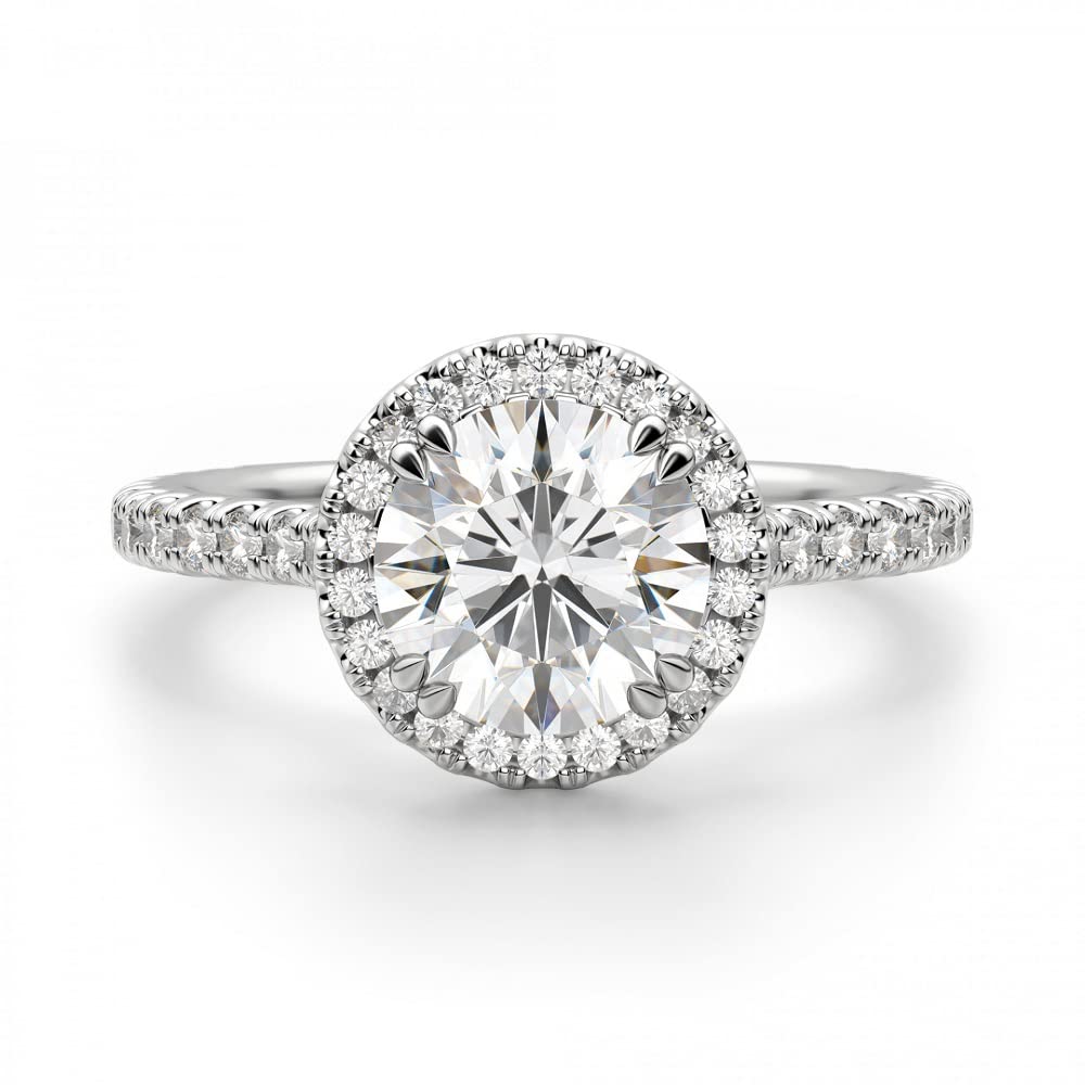 2 CT Round Moissanite Engagement Ring Set - Vintage Halo Wedding Band & Solitaire Promise Ring for Women - Diamond Alternative Bridal Jewelry - Perfect for Proposals, Anniversaries & Special Occasions