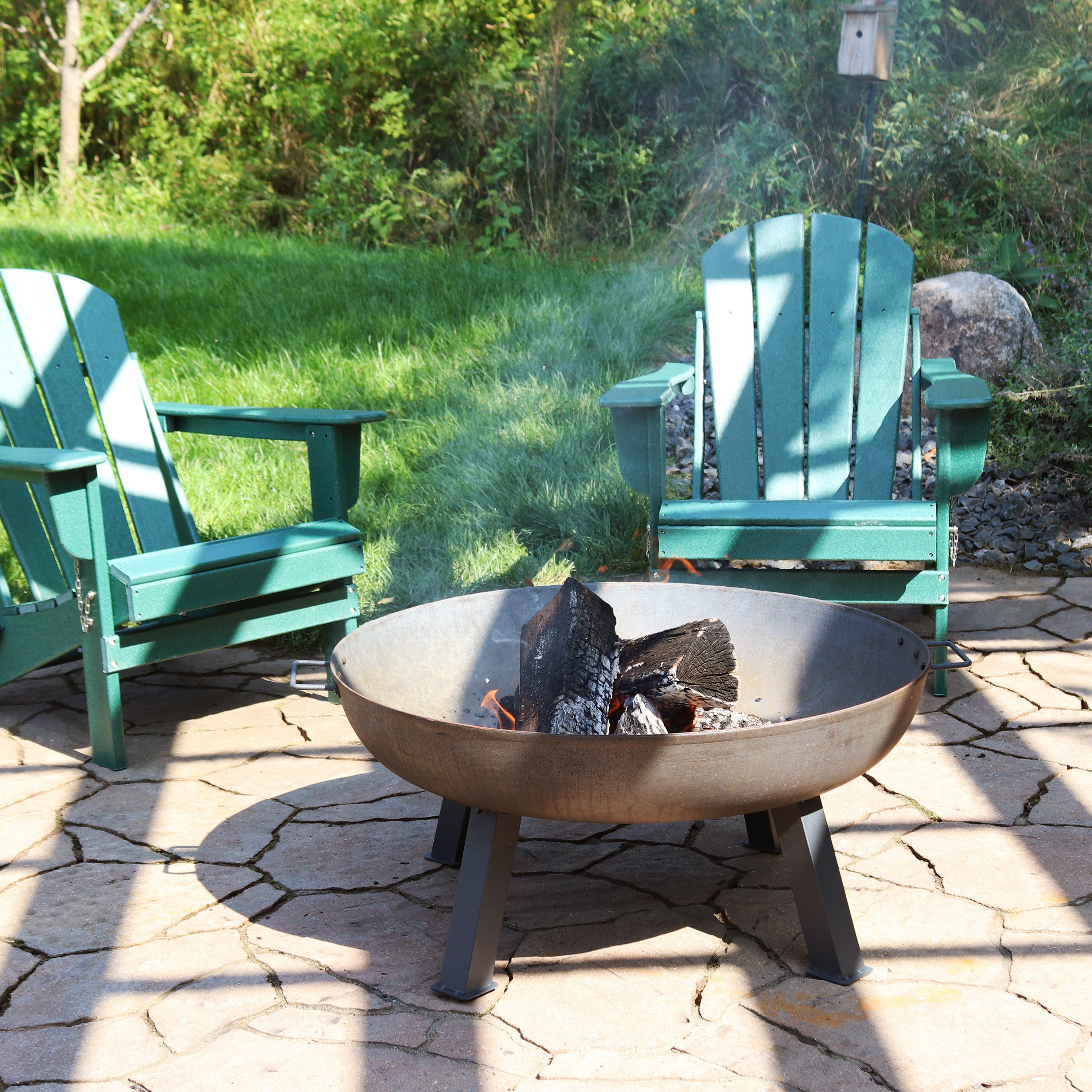 Rustic Cast Iron Fire Pit Bowl with Stand - Outdoor Fire Pit for Patio, Backyard & Camping - Durable & Stylish Fire Bowl for Warmth & Ambiance