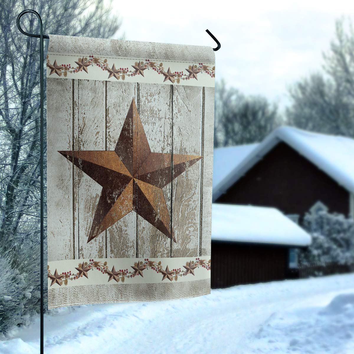 Premium Mini Western Texas Star Rustic Wood Farm Pattern Welcome Garden Flag - Weather Resistant & Double Stitched Burlap Yard Decor (28x40 Inch) for Outdoor Patio, Lawn, Farmhouse & Front Porch Decoration