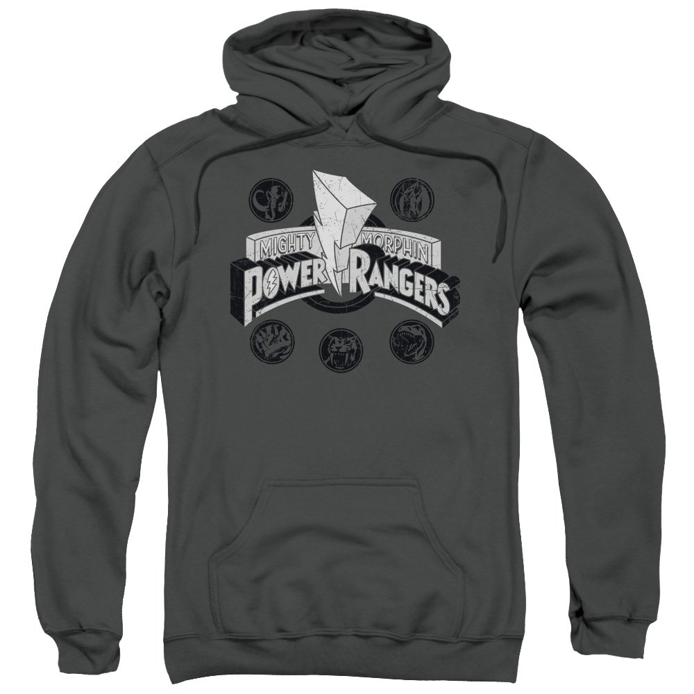 Official Mighty Morphin Power Rangers Power Coins Licensed Adult Hoodie Sweatshirt - 90s Nostalgia, Cosplay & Casual Wear