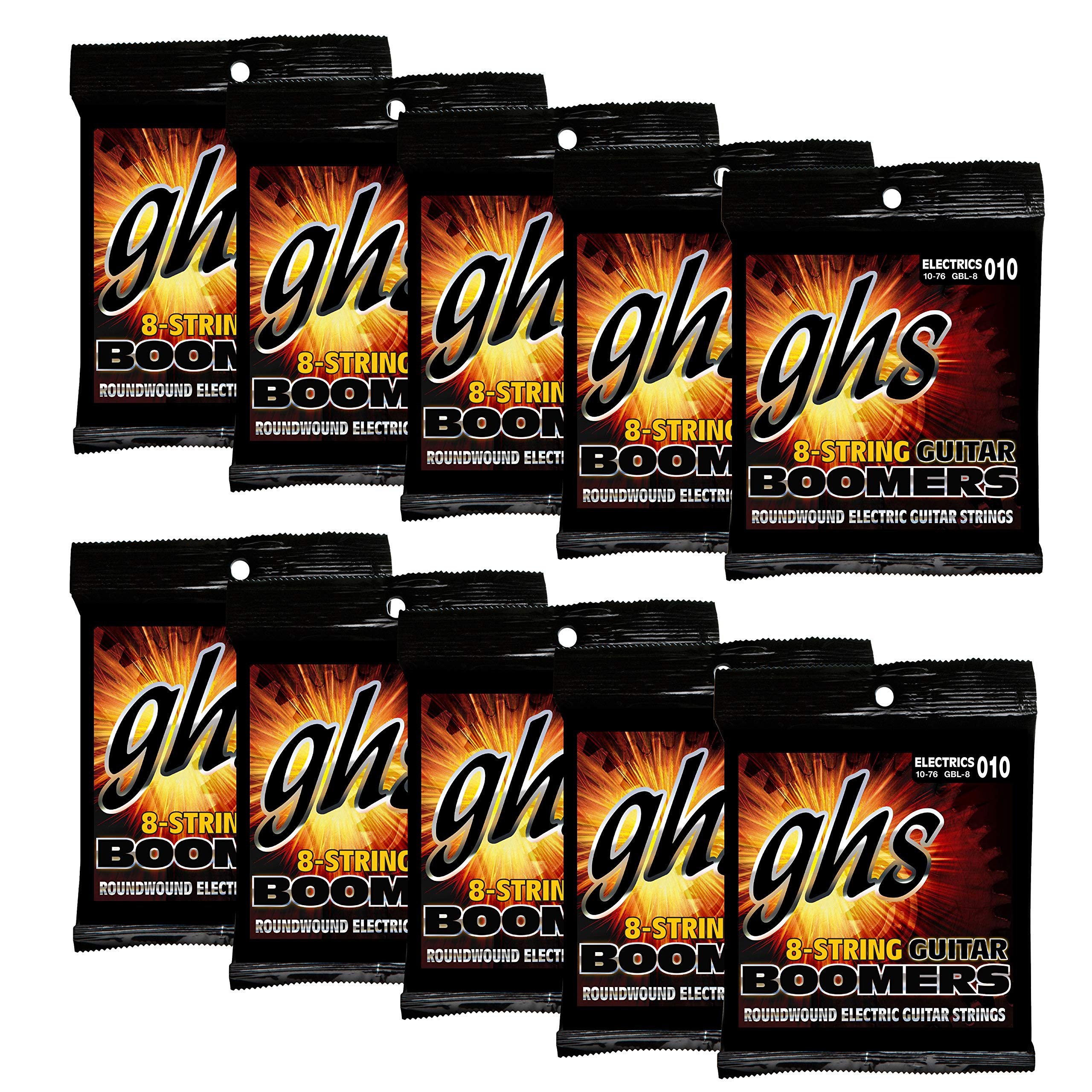 GHS Strings GBL-8-10 Pack - 8-String Nickel-Plated Electric Guitar Strings (10-76 Gauge) for Heavy Metal & Extended Range Playing | Perfect for Drop Tuning & Low-End Riffs