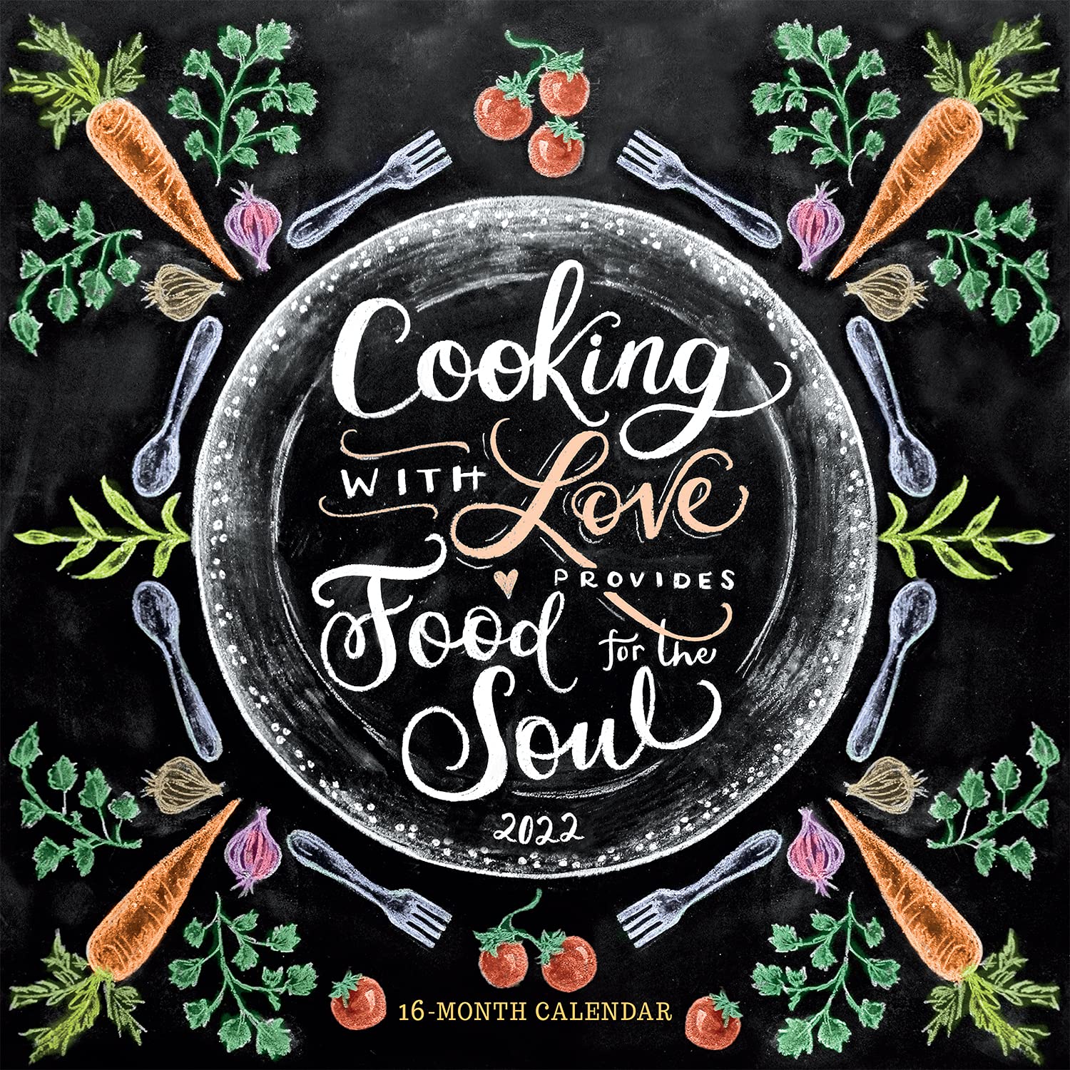 2022-2023 16-Month Wall Calendar - Cooking with Love Provides Food for The Soul | Inspirational Kitchen Decor & Gift for Home, Office, Chef